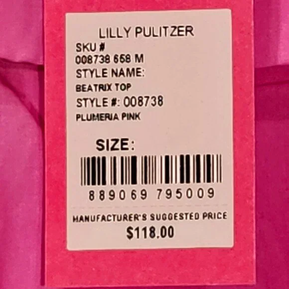 Lilly Pulitzer Beatrix off the shoulder top Plumeria pink sz. MED. $118 tag NWT - Picture 5 of 8